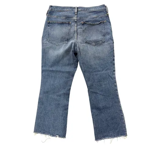 J.Crew Women's 9" Demi Boot Crop Jeans Size 30 Blue Fair Trade Raw Hem Denim