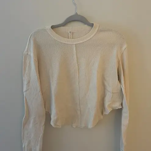 Free People  Long Sleeve Waffle Knit Top