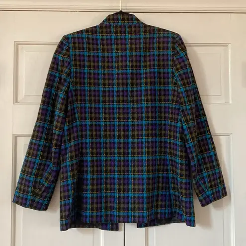 Vintage TanJay 80s 90s Blazer Houndstooth Plaid Bright Colors Tan Jay 8 Women’s Black