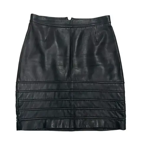 ALLSAINTS Pipe Pencil Lamb Leather High Waisted Mini Skirt in Black Size US 8
