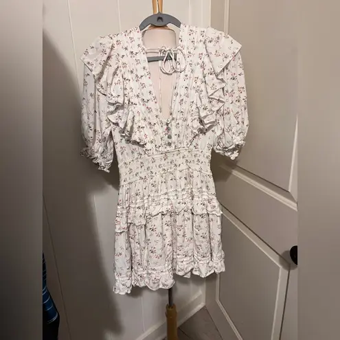 Jen's Pirate Booty Jen’s Pirate Booty Mini Floral White Winter Dress Coquette Fairy Festival