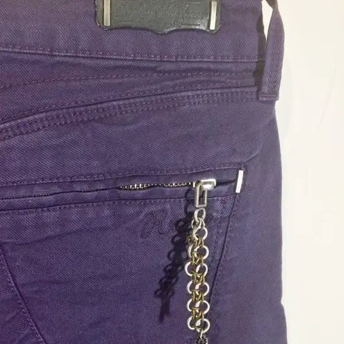 Replay women's 28 straight stretch "PAUBDUL" Paula Abdul zip chain skinny jeans Purple