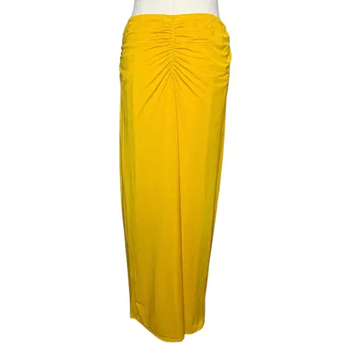 House of Harlow 1960 Ruched Maxi Skirt Gold Yellow, size Medium Yellow