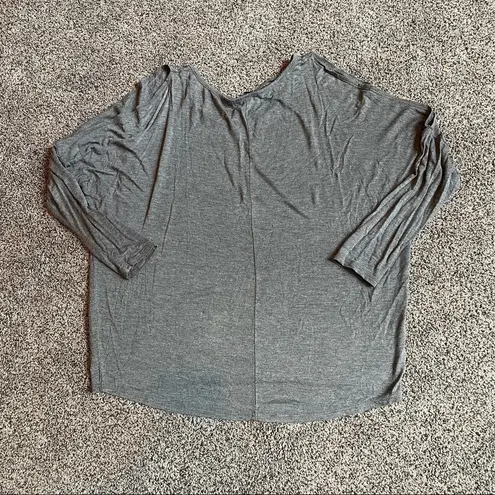 Acemi Grey Cold Shoulder Criss Cross Long Sleeve Top Blouse