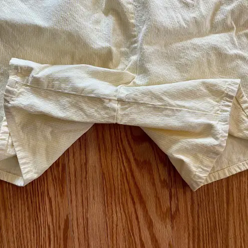 Chic Vintage Yellow Stripe Long Baggy Shorts Womens 12 White