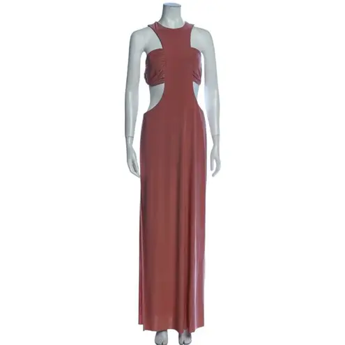 MISA Los Angeles Lyra Cut Out Jersey Knit Maxi Dress Cocoa Brown Size S NWT