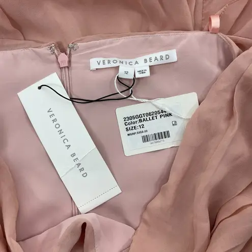 Veronica Beard Lucine Ruched Silk Halter Neck Maxi Dress Size 12