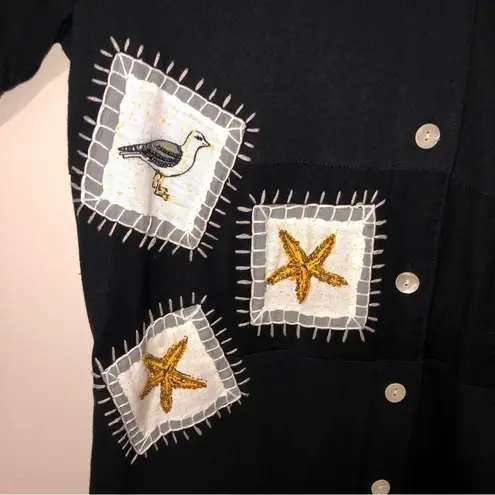 Dress Size Medium Country Wear Casuals Maxi Black Embroidered Beaded Beach Theme