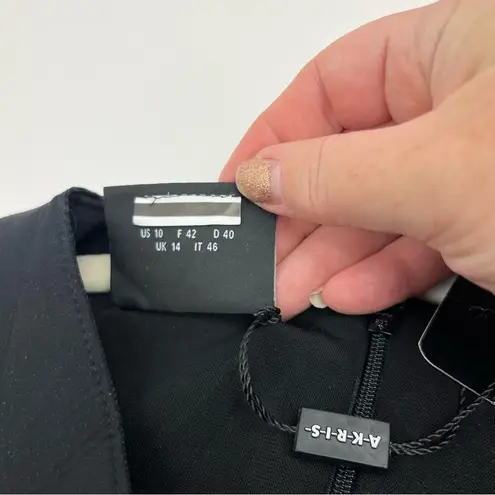 Akris Zip Front Asymmetric Midi Dress Neoprene Womens Size US 10 Black Goth NEW