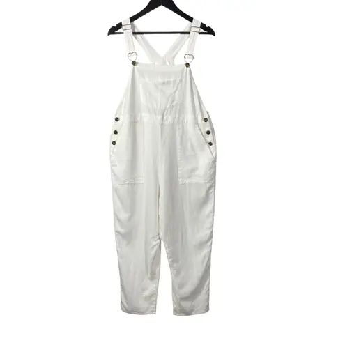 Stoney Clover Lane x Target Linen Blend Overalls Women's M White Pockets - Image 3