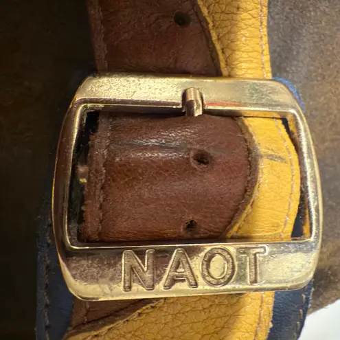 NAOT Women's Leather Sandals Multicolor Buckle Cork Footbed Slide Size 39 Brown