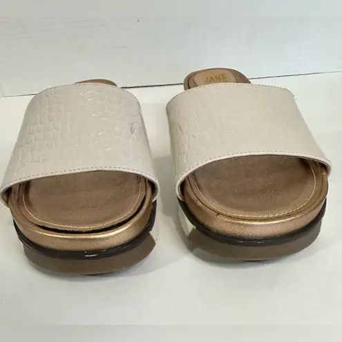 Jane And The Shoe Hannah Platforms Sandal Slip Ons Slippers Ivory Size 10 White