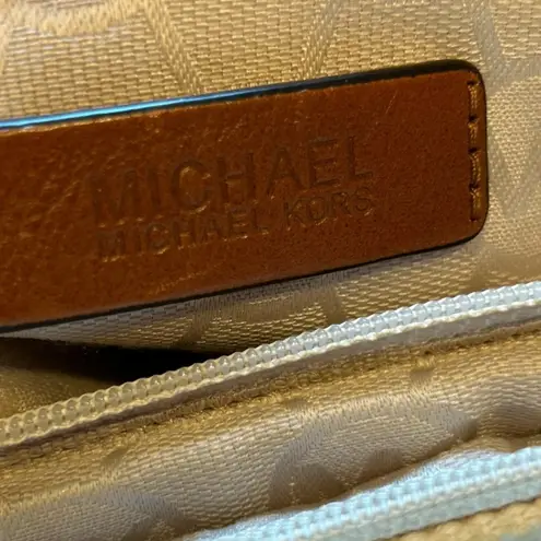 Michael Kors Michael Kors Hamilton Stripe Satchel Bag Ivory Red Brown Leather Trim