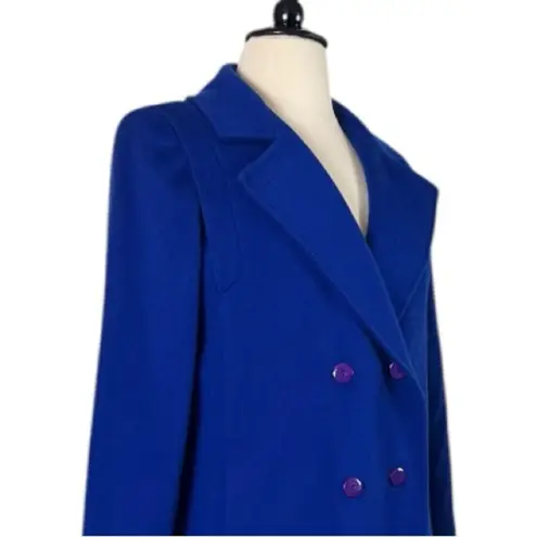 Alorna Vintage Winter Coat Long Wool Double Breasted Royal Blue Women’s Size 14
