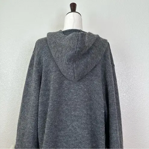 Patrizia Luca Milano Wool Blend Gray Hooded Faux Fur Cuffs Cardigan, Size XL - Image 8