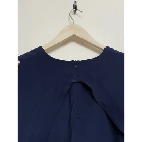 C/MEO COLLECTIVE Cold Shoulder Top Women Large Navy Blue Lined Blouse Anthro