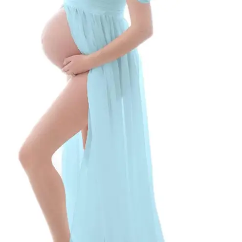 Elegant Light Blue Maternity Dress Size L