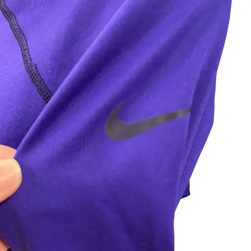 Nike  Pro Shirt Womens Purple 1/4 Zip DriFit Mock Neck Stretch Long Sleeve Medium