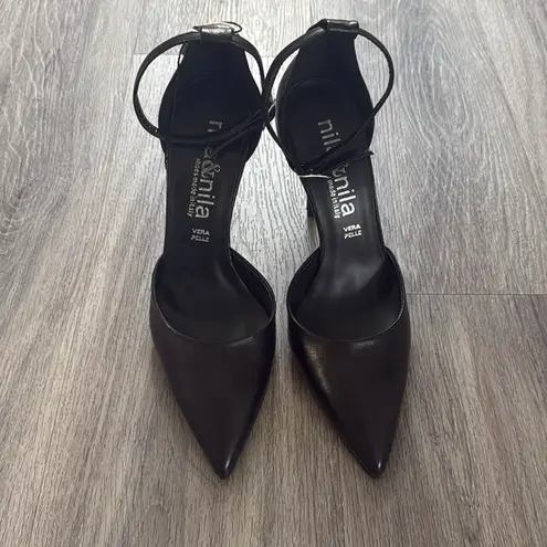 Nila & Nila Black Women's Heels Pointed Toe Ankle Strap Stiletto Heel Pumps Size 9