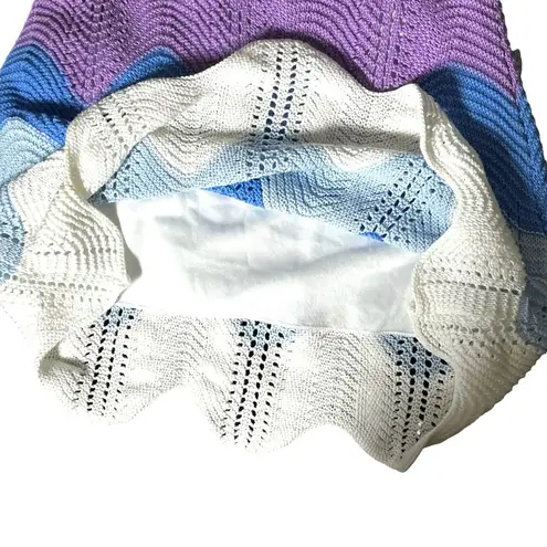 Storia  Crochet Mini Skirt, Knit, Colorblock Womens Sz M Purple Blue White NWOT