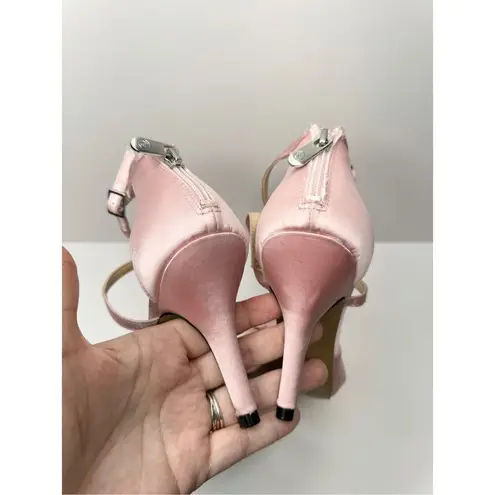 Adrienne Vittadini Sandals Size 8 Pink Satin Knotted Stiletto Open Toe Heels