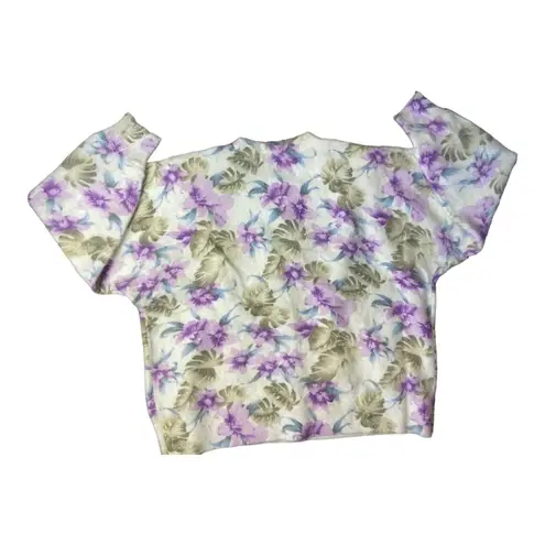 Lee Sands Women’s Orchid and Monstera Print Angora Cardigan Sweater Size 1X NWT