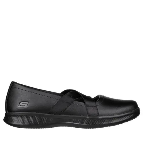 Skechers Leather Work Relaxed Fit Sunrosa Evit Slip Resistant Mary Jane Black 7