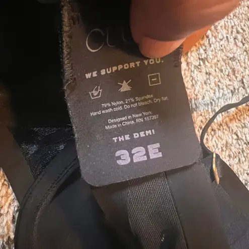 CUUP The Demi Bra Full Coverage Underwire Support Black Lingerie 32E Size undefined