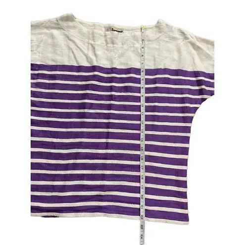 Lemlem purple white striped quarter sleeve merino blend shirt small