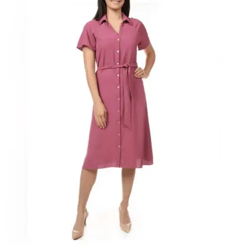 Bishop and Young NWT Bishop +‎ Young Aston Midi Shirt Dress Size Small Pink Mauve