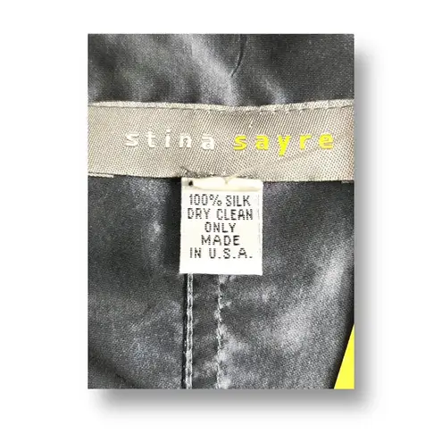 Stina Sayre Womens M Rock N Roll Coat Steel Gray 100% Silk Art to Wear Designer Silver Size M