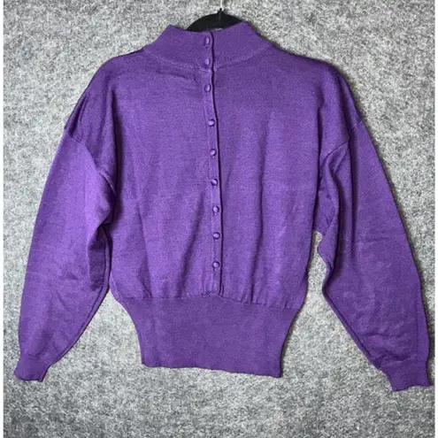 Vintage Casual Corner Purple Mock Neck Sweater with Padded Shoulders