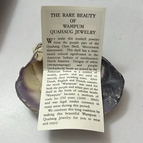 Wampum Quahog Earrings NWT NEW IN BOX Sterling Silver Curved Feather 🪶 Purple