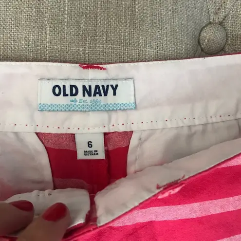 Old Navy  Pink and Red Stripe Cotton Shorts