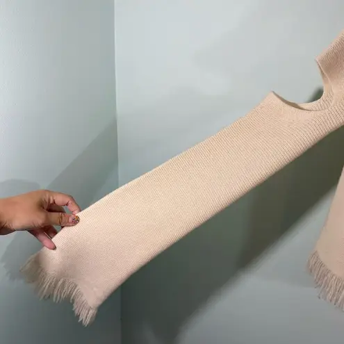 Zoe Jordan Cream Mock Neck Cut Out Sleeves Cashmere Wool Sweater Size S/M