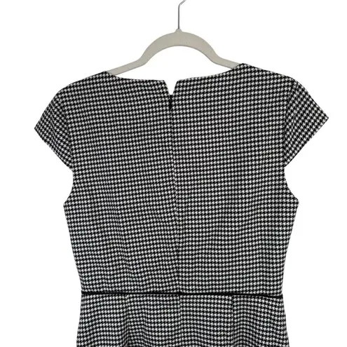 Black Halo Black White Houndstooth Dress Square Neck Pinup Rockabilly Womens 10
