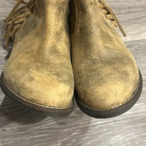 Very Volatile Lookout Fringe Bootie Tan Leather Western Ankle Boots Sz 8.5 Boho