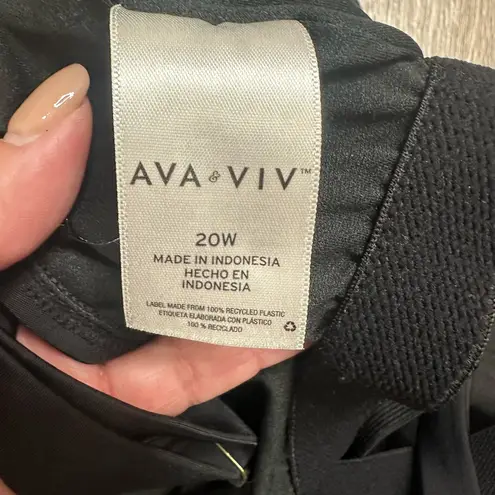 Ava & Viv Retro Pinup Black Leopard Print Ruched One Piece Swimsuit 20W