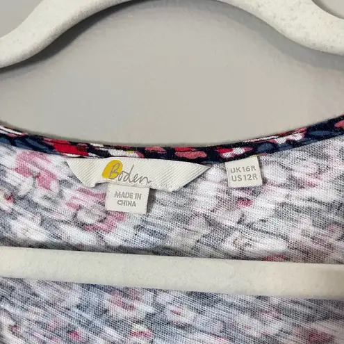 Boden USA Boden V-Neck Jersey Puff Sleeve Mini Dress French Navy Eden Bloom Floral US 12