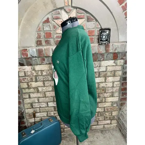 sweatshirt Vintage 1980s appliqué snowmen green red Christmas Size L