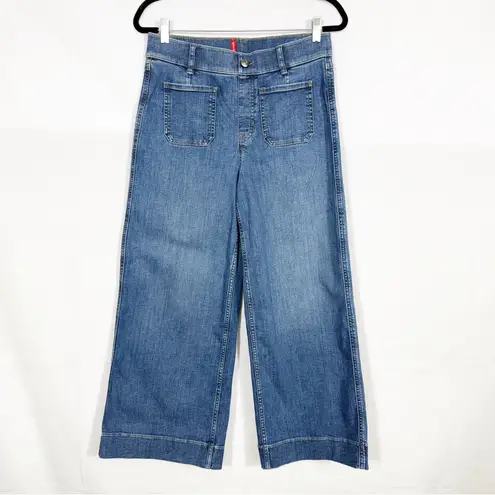 SPANXshape Original EveryWear Cropped Wide Leg Jeans Patch Pockets Blue