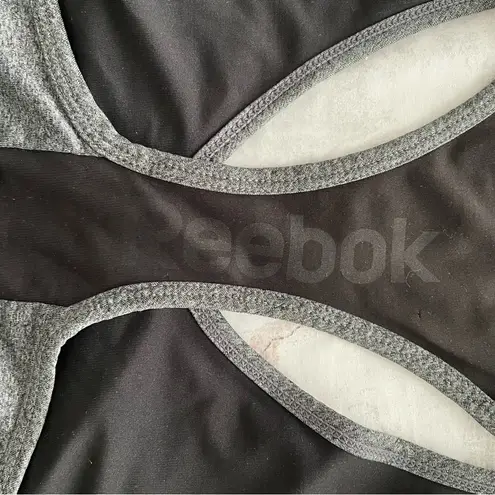 Reebok  Raceback gray black athletic athleisure casual comfy sport bra, size M