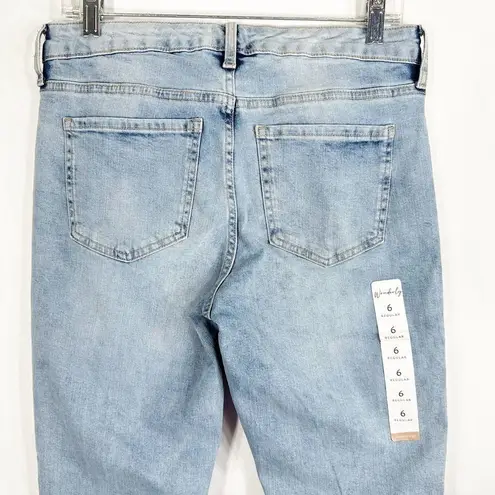Wonderly Size 6 Jeans Distressed Light Blue Girlfriend Crop Ankle Straight 615