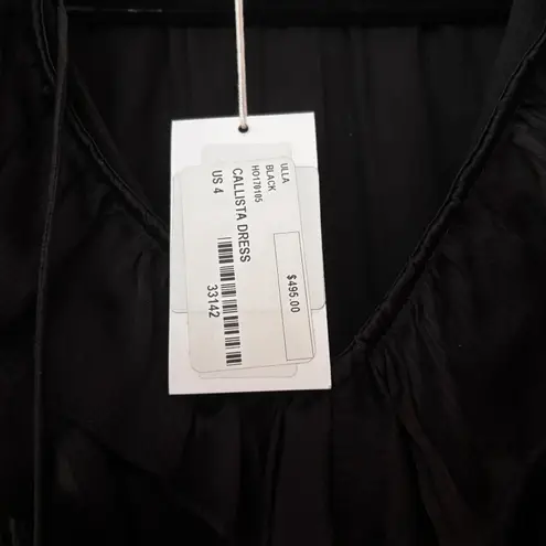 Ulla Johnson NEW Callista Silk Mini Dress Size 4 Black Long Sleeve Ruffle NWT