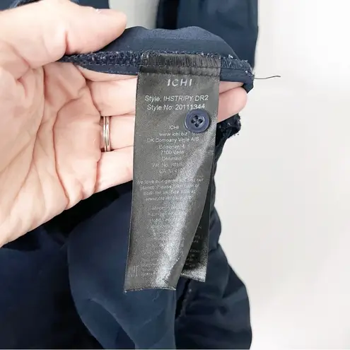 Ichi Flounce Poplin Midi Shirt Dress in Navy Blue Size M