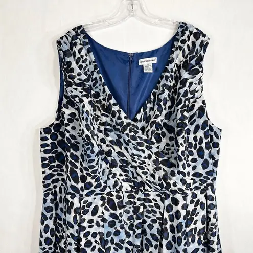 Jessica London Plus Size 24 Dress Maxi Floor Length Blue Leopard Print Lined 561