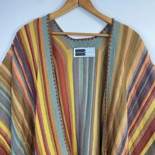 Rhonda Stark Southwestern Italian Acrylic Carnival Stripe Fringe Serape Shawl OS