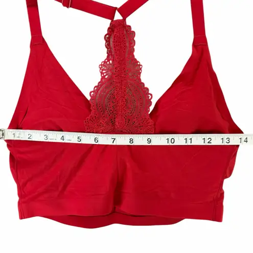 Soma Enbliss Racerback Bralette Women XL Red Lace Back Wireless Feminine Comfort