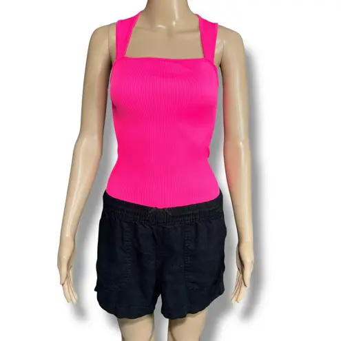 OQQ Womens Bodysuit Sexy Ribbed Square Neck Tummy Control Tank Top Pink Medium