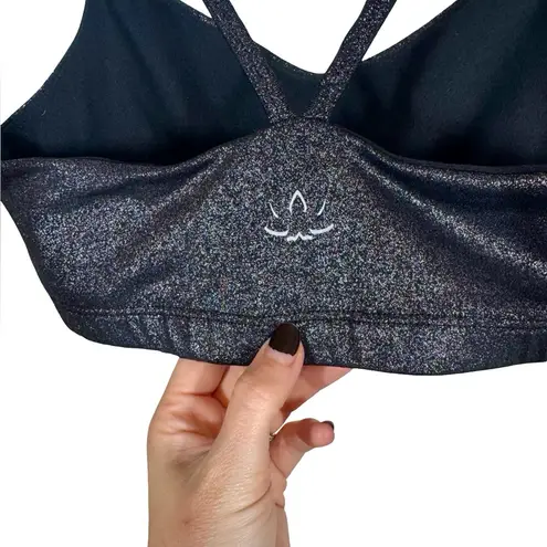 Beyond Yoga Twinkle Slim Sports Bra in Black/Silver Shimmer